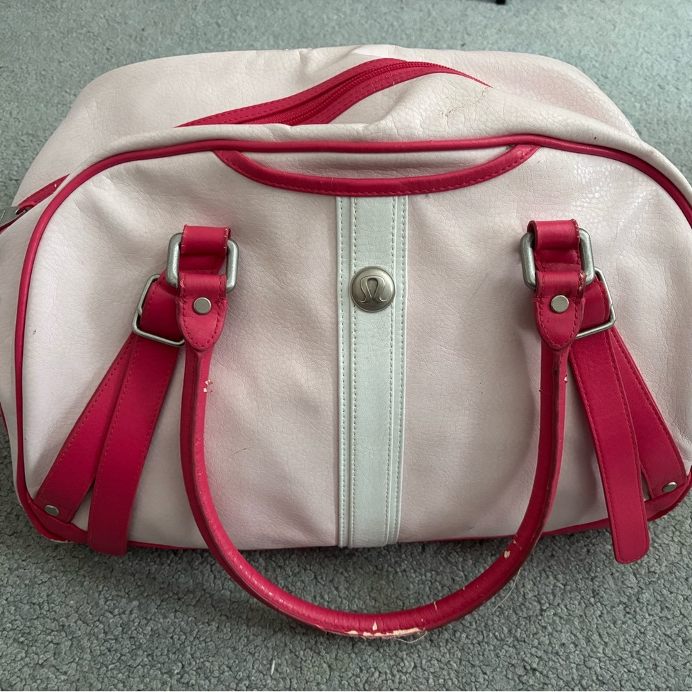 Lululemon pink leather duffle